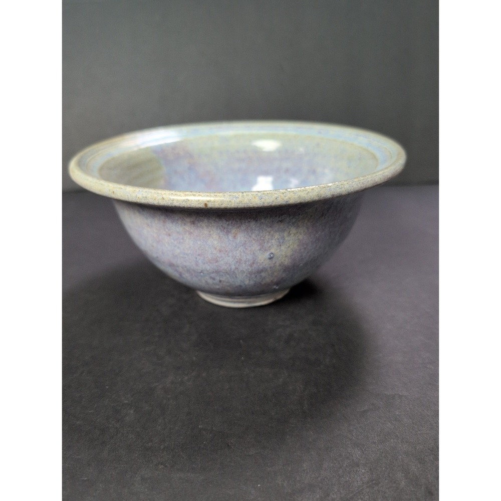 Vintage Studio Pottery Bowl Blue Speckled Drip Glaze Signed